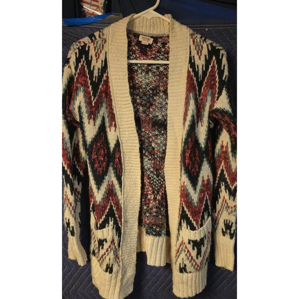 Mossimo Supply Co Womens XS Aztec Ikat Chevron Open Front Cardigan Sweater Cream